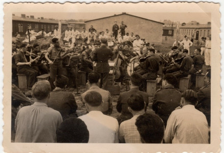 Stalag VIII-A Orchestra; Max is standing, front, left