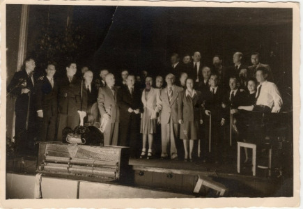 Ex-Concentration Camp Orchestra with Leonard Bernstein; Max is in front row